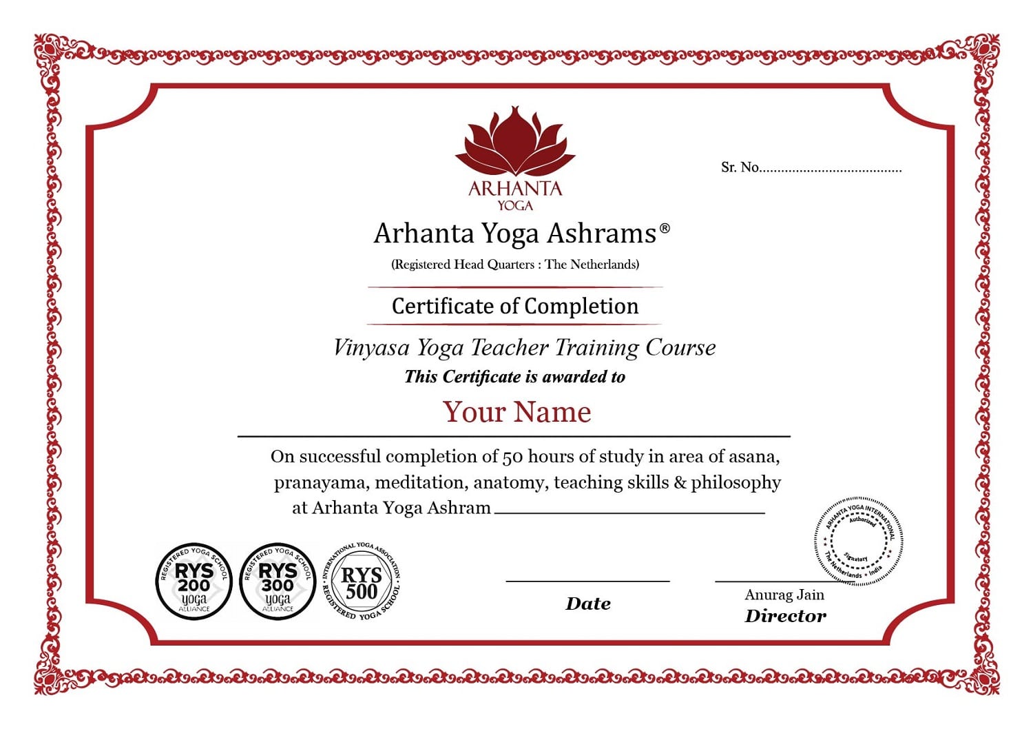 Vinyasa Yoga Lehrerausbildung Zertifikat