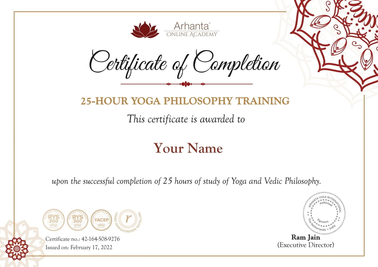 25-stündige Yoga-Philosophie-Ausbildung