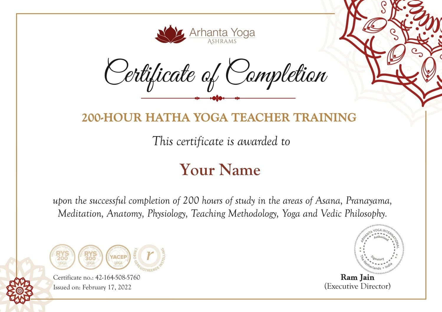 Yogalehrer Ausbildung Zertifizierung in Indien
