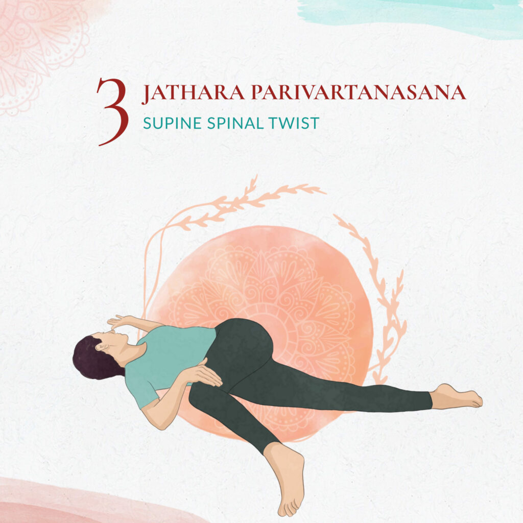 Jathara Parivartanasana - Wirbelsäulendrehung in Rückenlage
